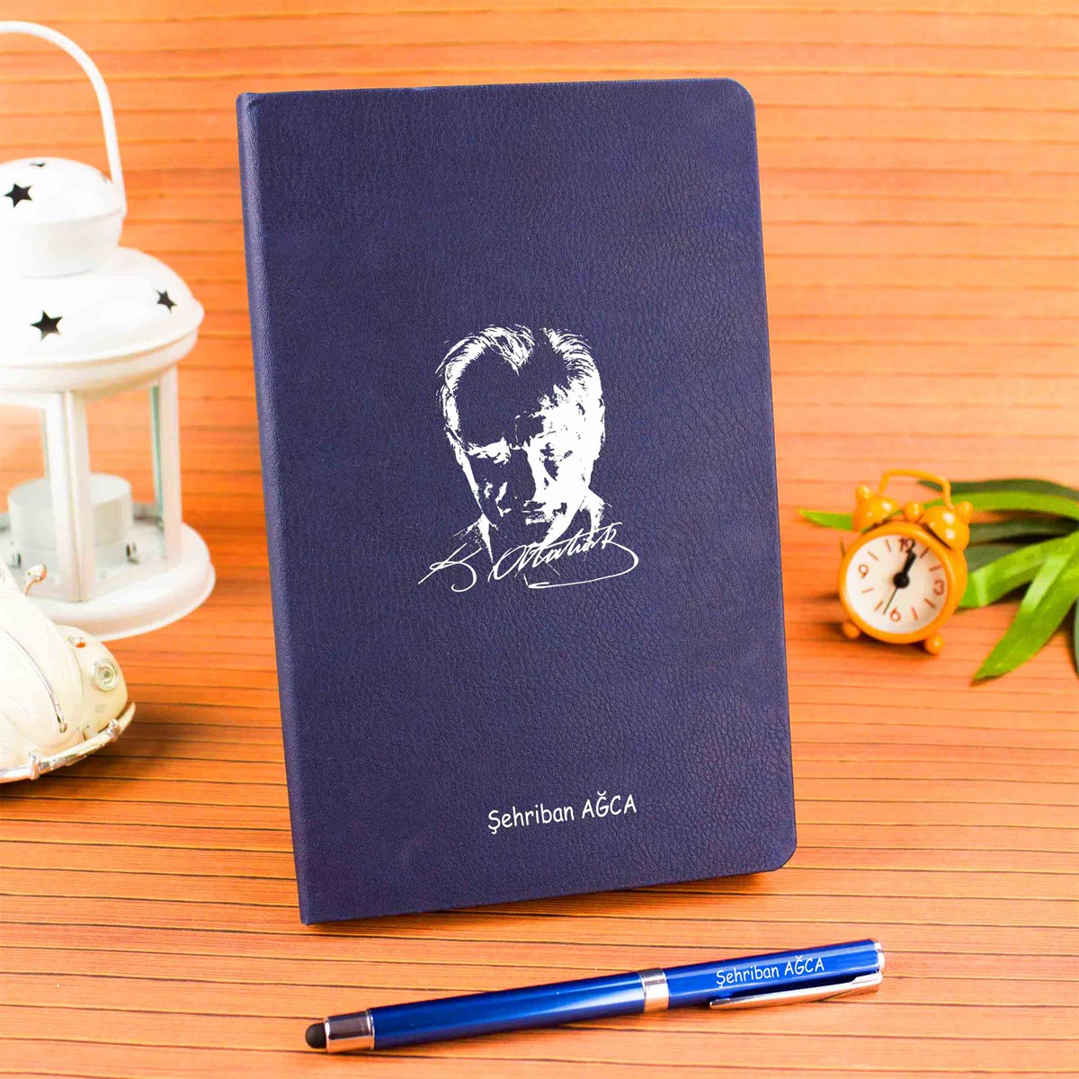 İsme Özel Atatürk Temalı Defter Kalem Seti Lacivert