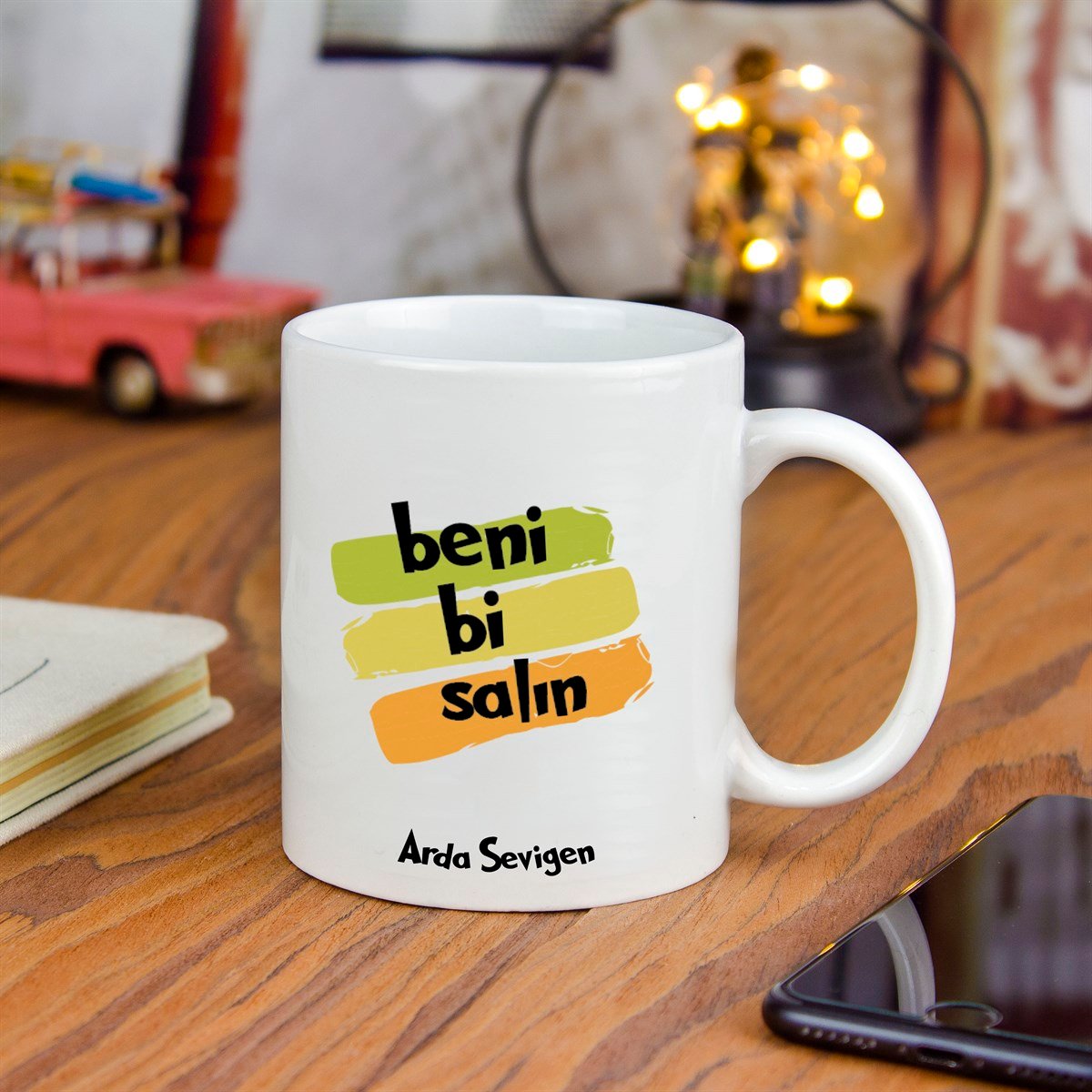 İsme Özel Beni Bi Salın Temalı Defter Kupa Bardak Seti