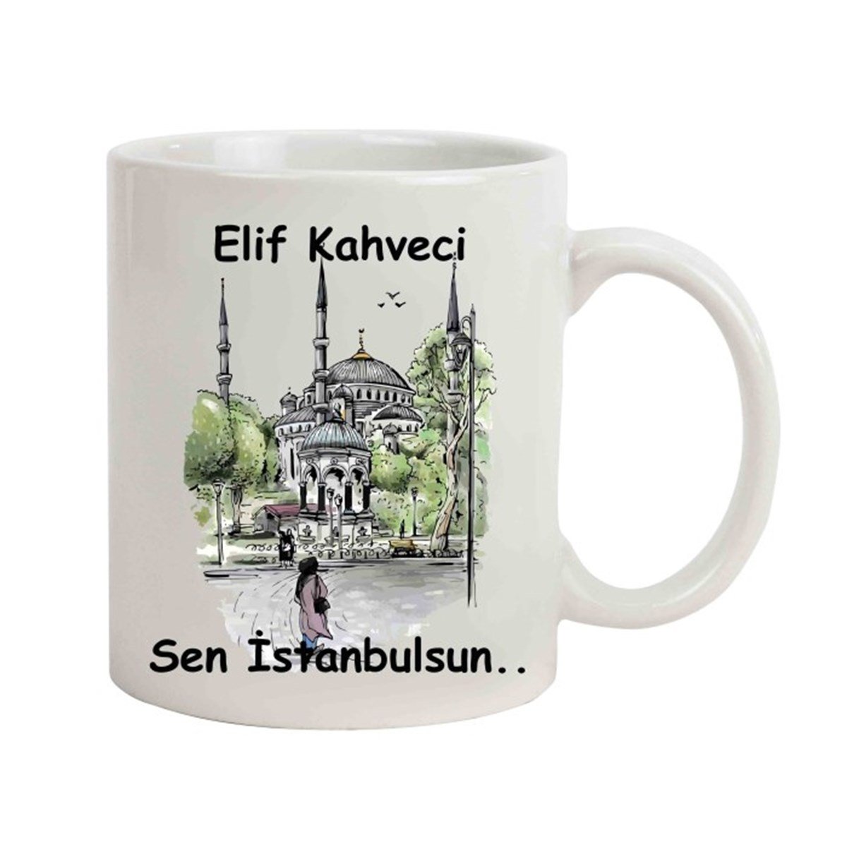 İsme Özel Cami Temalı Sen İstanbulsun Kupa Bardak