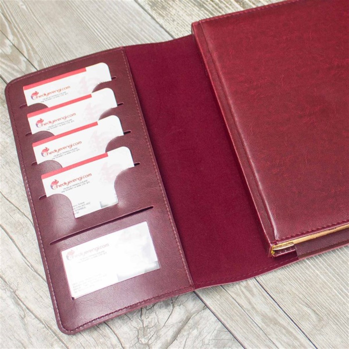 İsme Özel Çantalı Organizerli Premium Defter ve Kalem Seti Bordo