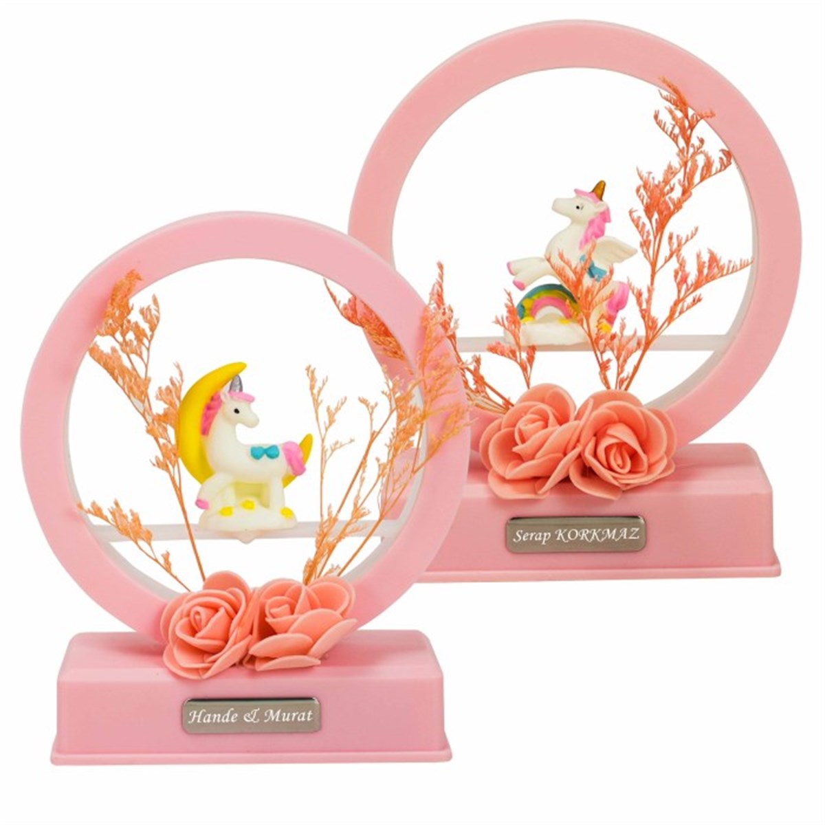 İsme Özel Çemberli Unicorn Temalı Müzikli Işıklı Biblo