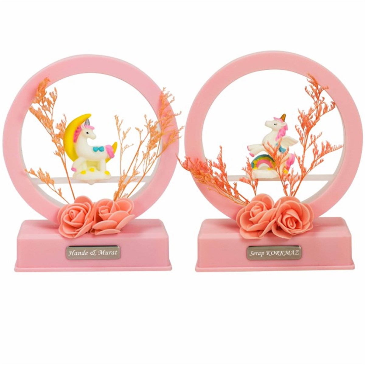 İsme Özel Çemberli Unicorn Temalı Müzikli Işıklı Biblo