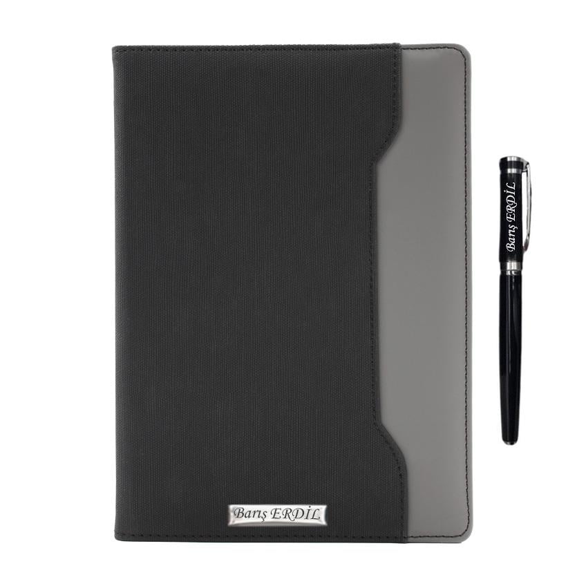 İsme Özel Çift Renkli Premium Defter ve Roller Kalem Seti - Renk Seçenekli