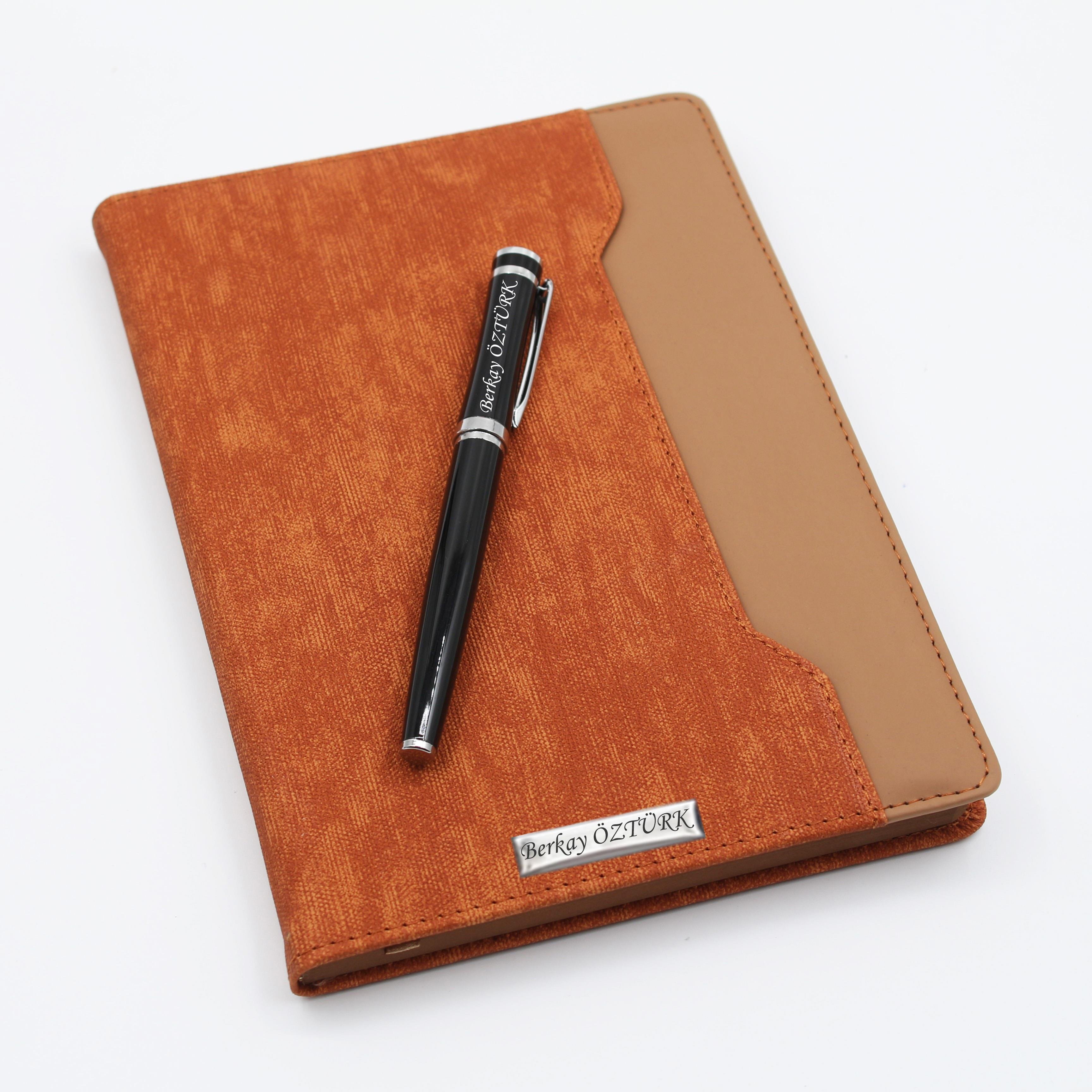 İsme Özel Çift Renkli Premium Defter ve Roller Kalem Seti - Renk Seçenekli