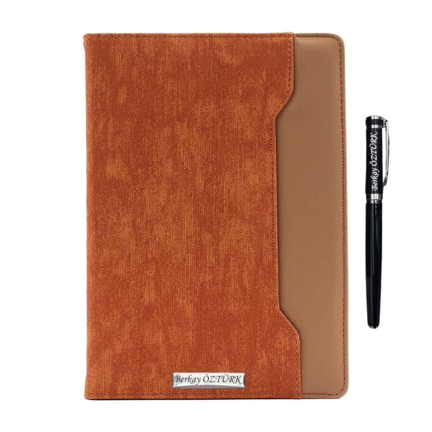 İsme Özel Çift Renkli Premium Defter ve Roller Kalem Seti - Renk Seçenekli