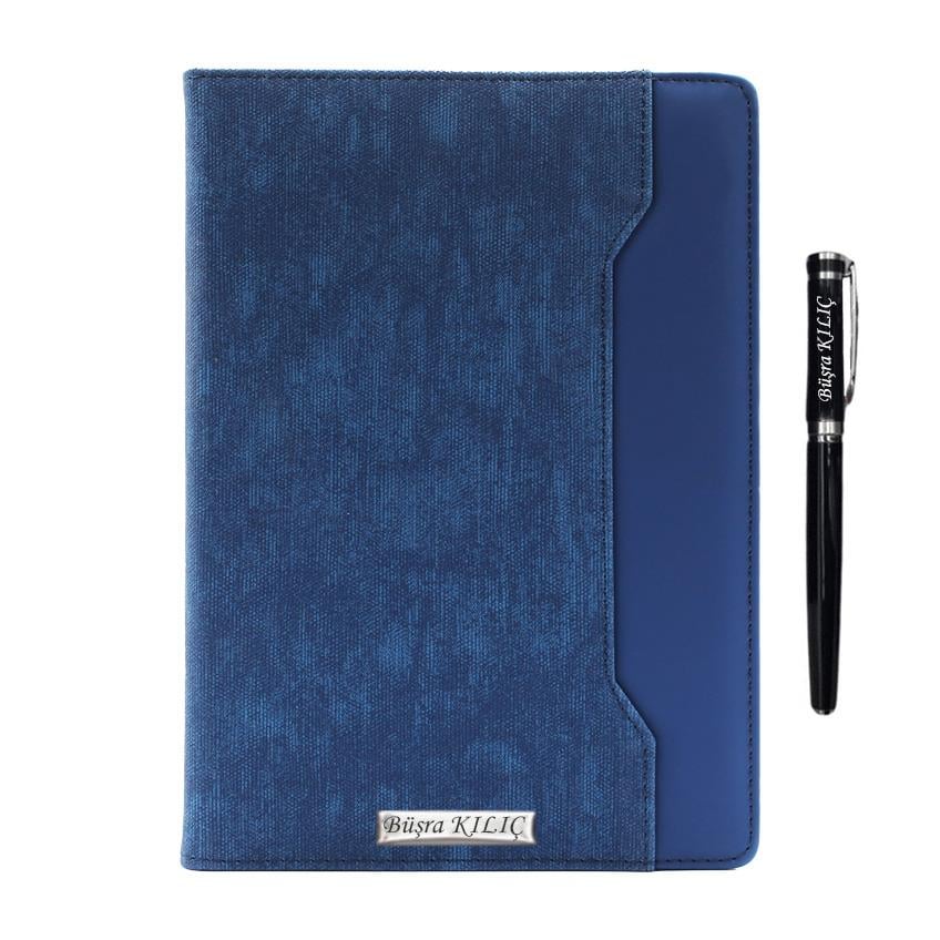 İsme Özel Çift Renkli Premium Defter ve Roller Kalem Seti - Renk Seçenekli