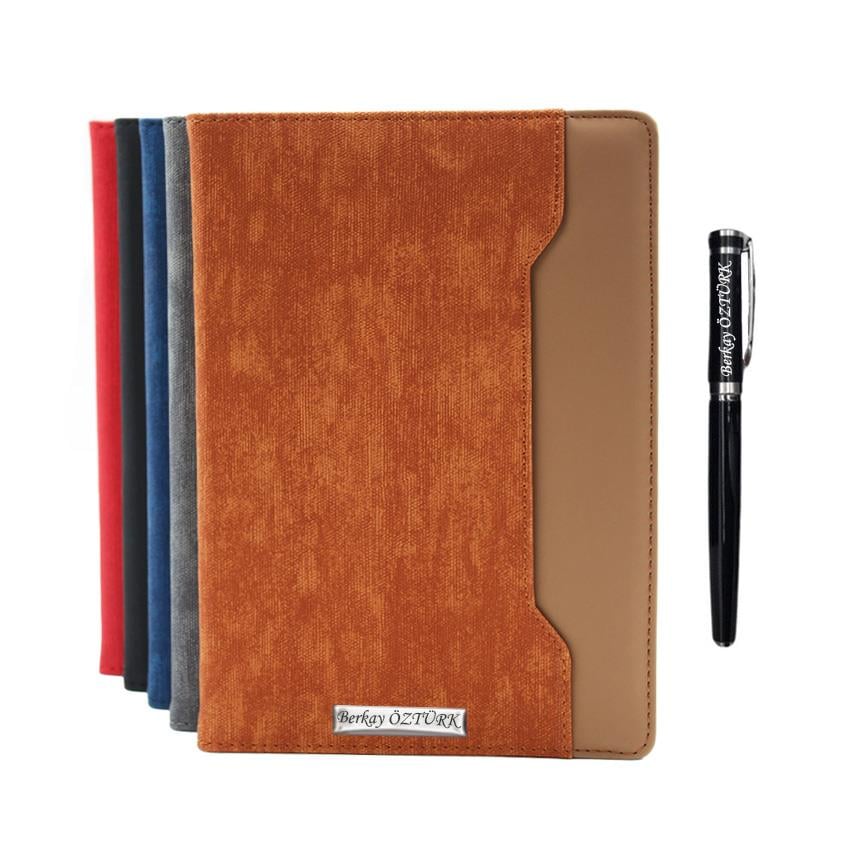 İsme Özel Çift Renkli Premium Defter ve Roller Kalem Seti - Renk Seçenekli