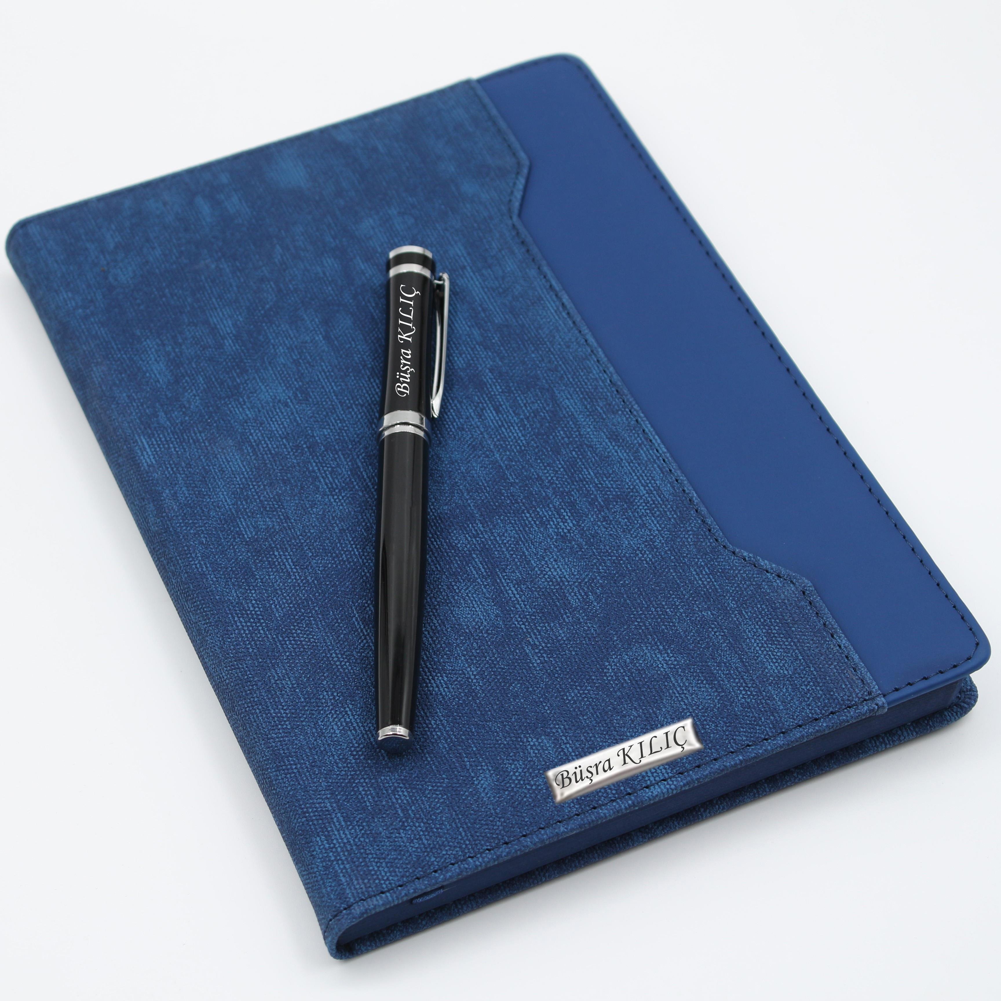 İsme Özel Çift Renkli Premium Defter ve Roller Kalem Seti - Renk Seçenekli