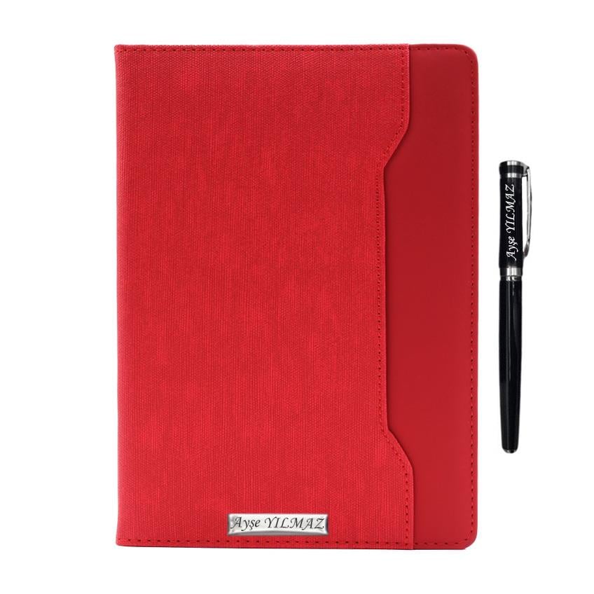 İsme Özel Çift Renkli Premium Defter ve Roller Kalem Seti - Renk Seçenekli