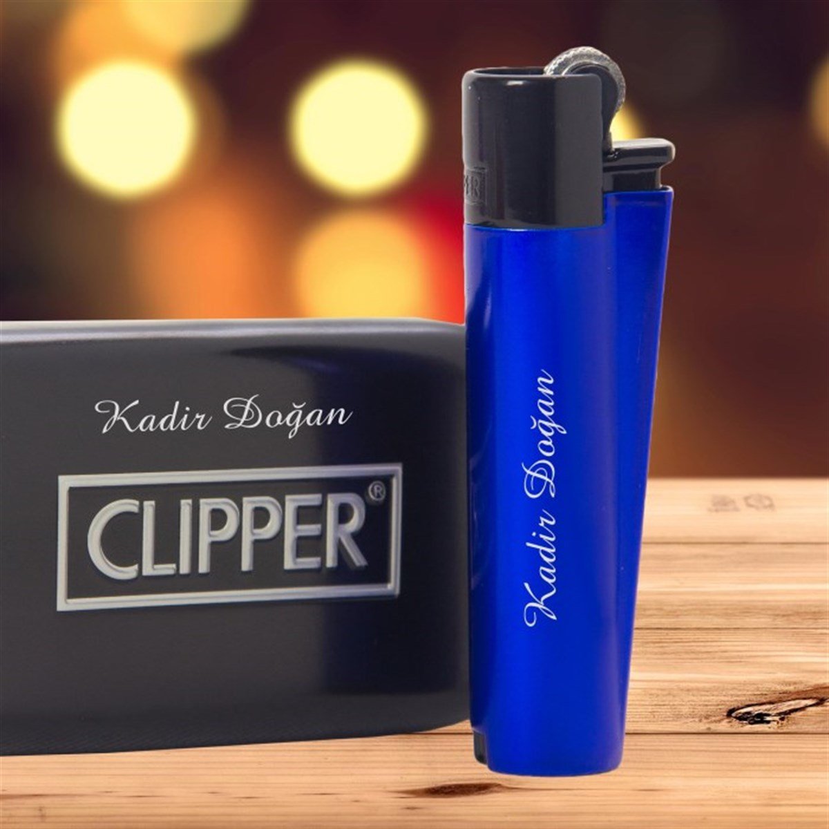 İsme Özel Clipper Marka Metal Çakmak Lacivert