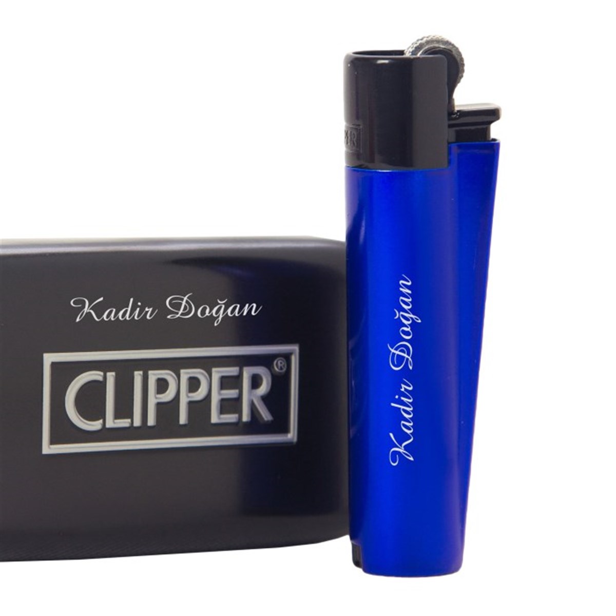 İsme Özel Clipper Marka Metal Çakmak Lacivert