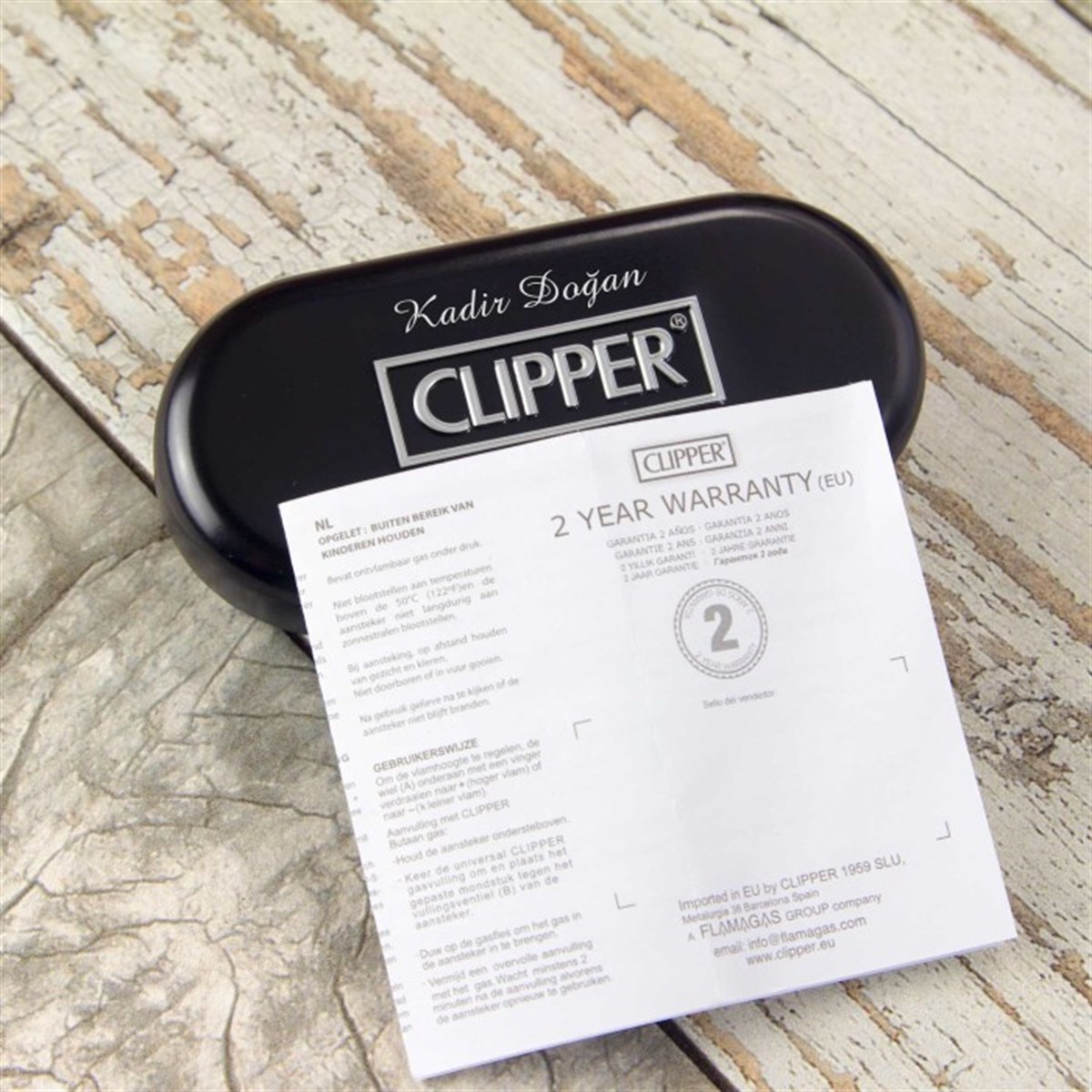 İsme Özel Clipper Marka Metal Çakmak Lacivert