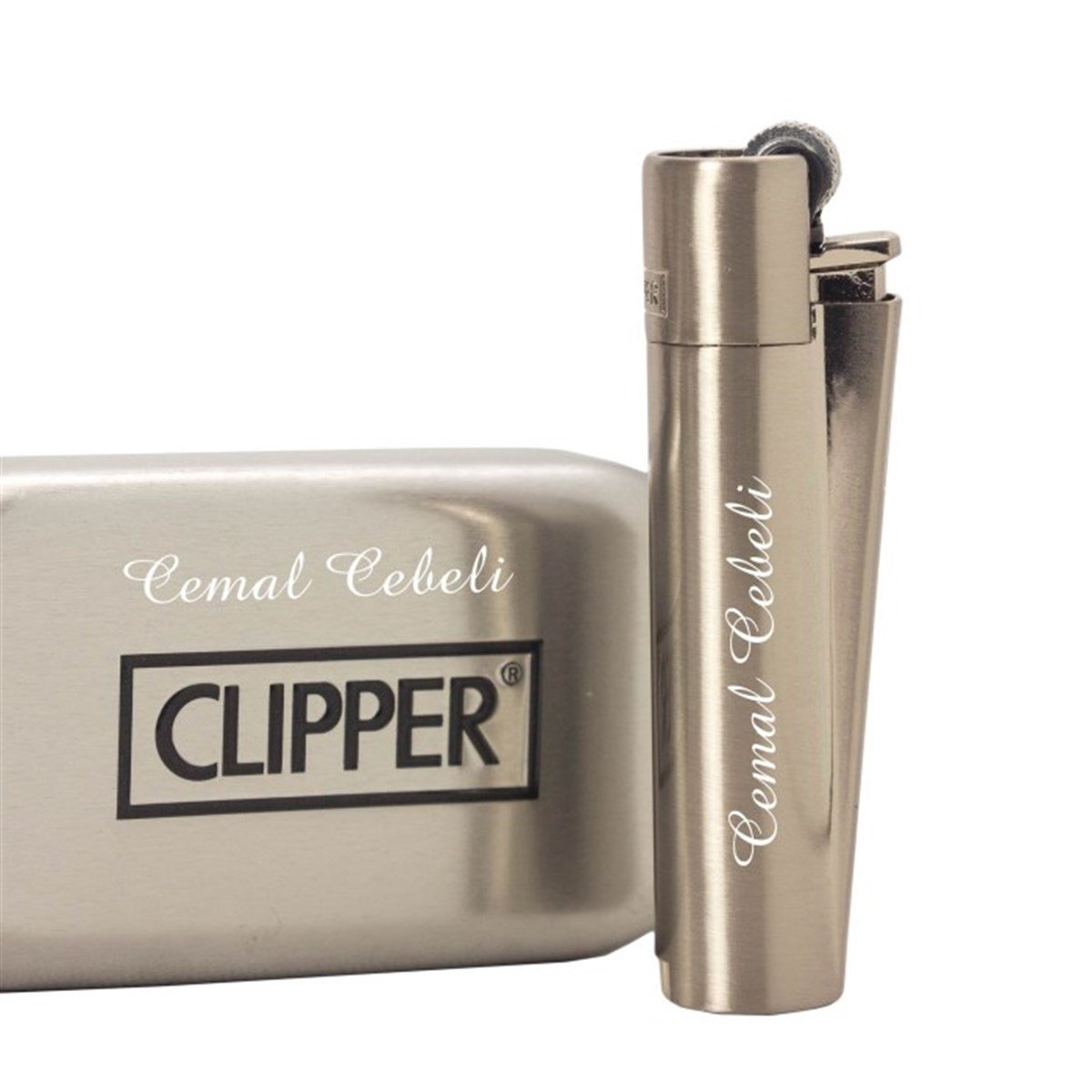 İsme Özel Clipper Marka Metal Çakmak Mat Metalik