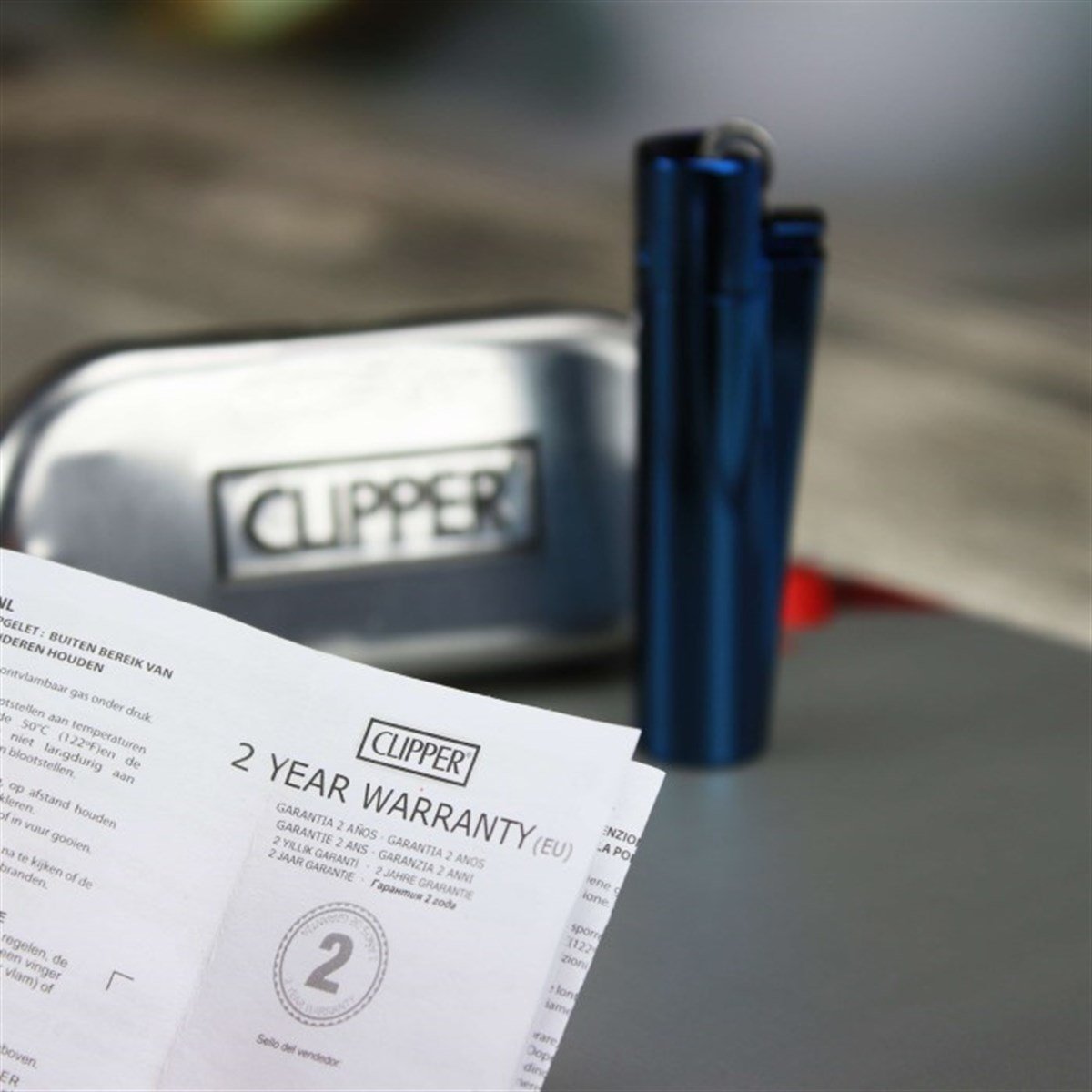 İsme Özel Clipper Marka Metal Çakmak Parlement Mavisi