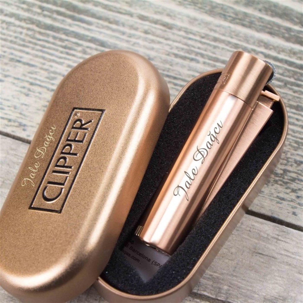 İsme Özel Clipper Marka Metal Çakmak Rose