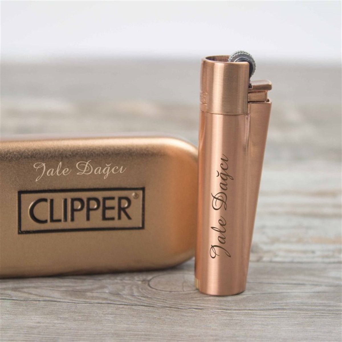 İsme Özel Clipper Marka Metal Çakmak Rose