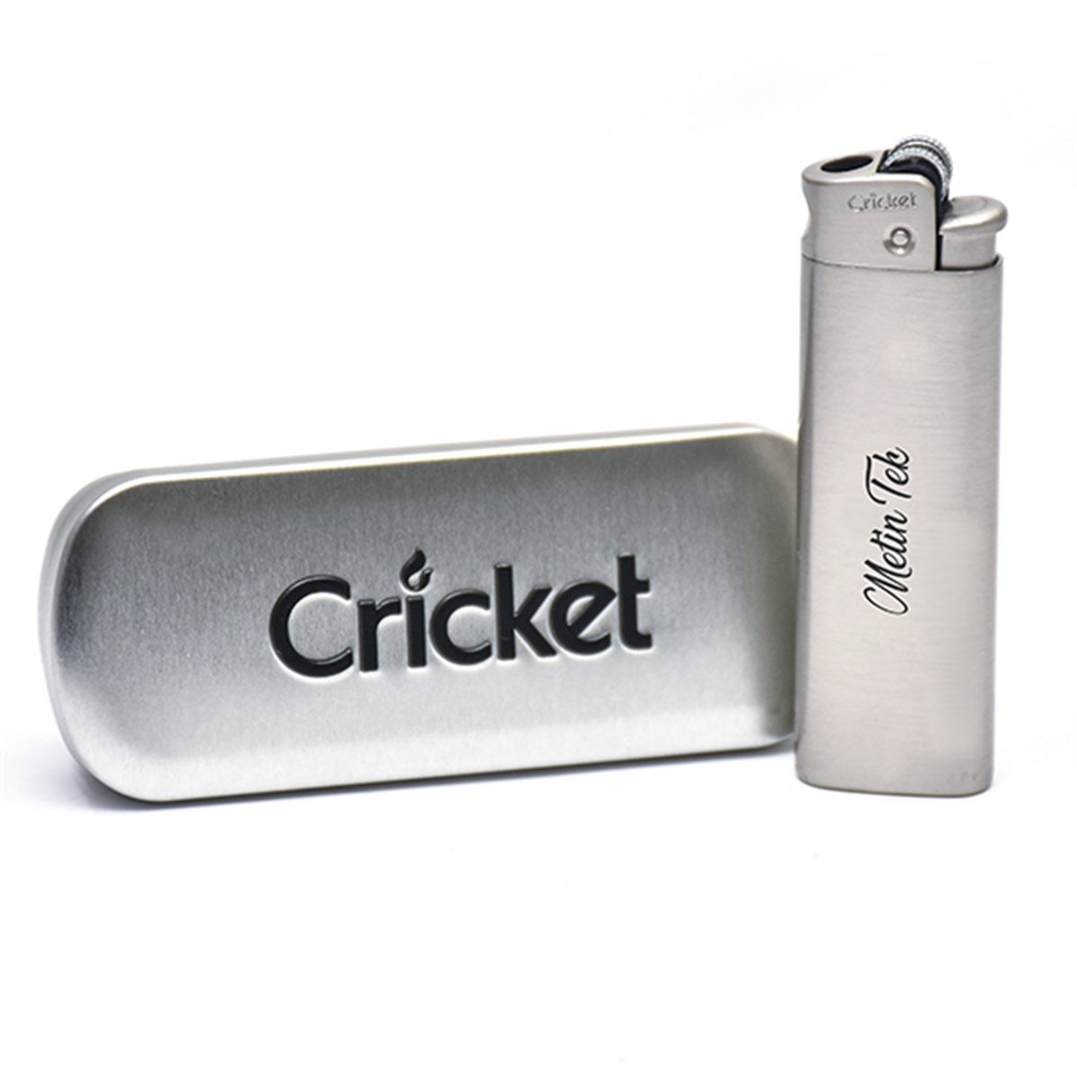 İsme Özel Cricket Marka Pürmüz Alevli Metal Çakmak - Renk Seçenekli