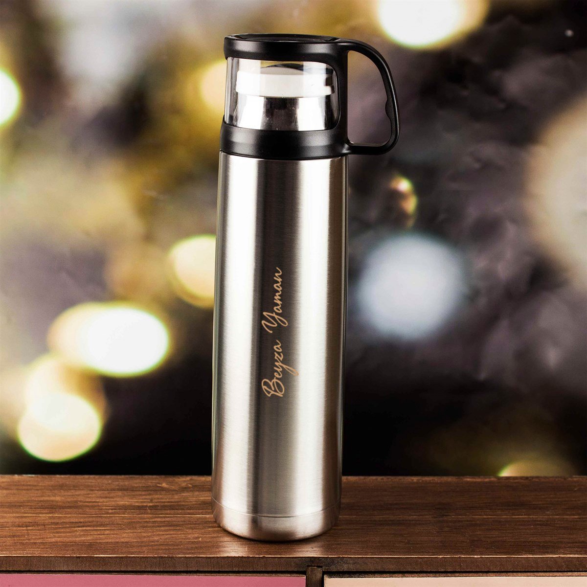 İsme Özel Defter Bardaklı Termos ve Kalem Exclusive Hediye Seti 500 ml - Desen1