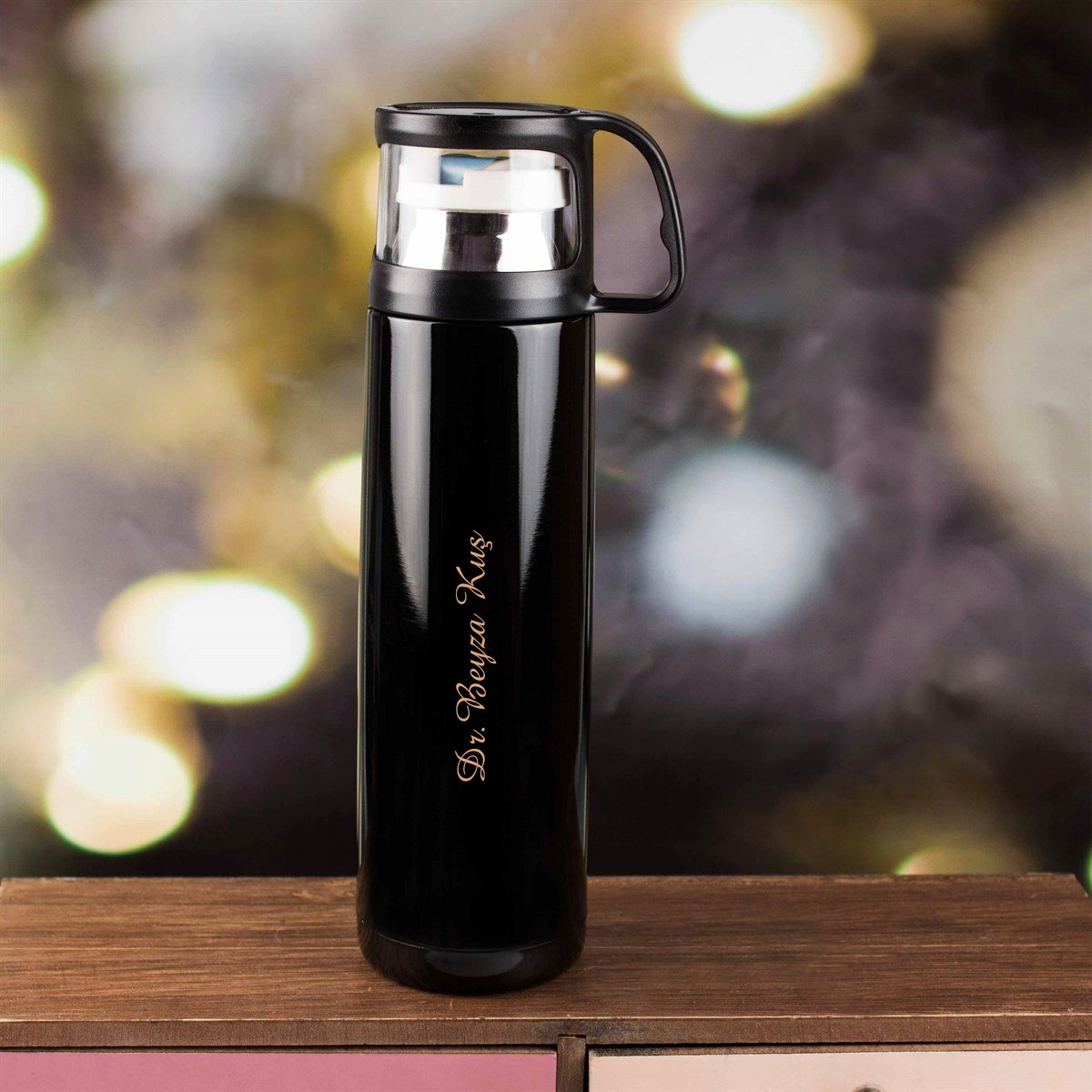İsme Özel Defter Bardaklı Termos ve Kalem Exclusive Hediye Seti 500 ml - Desen1