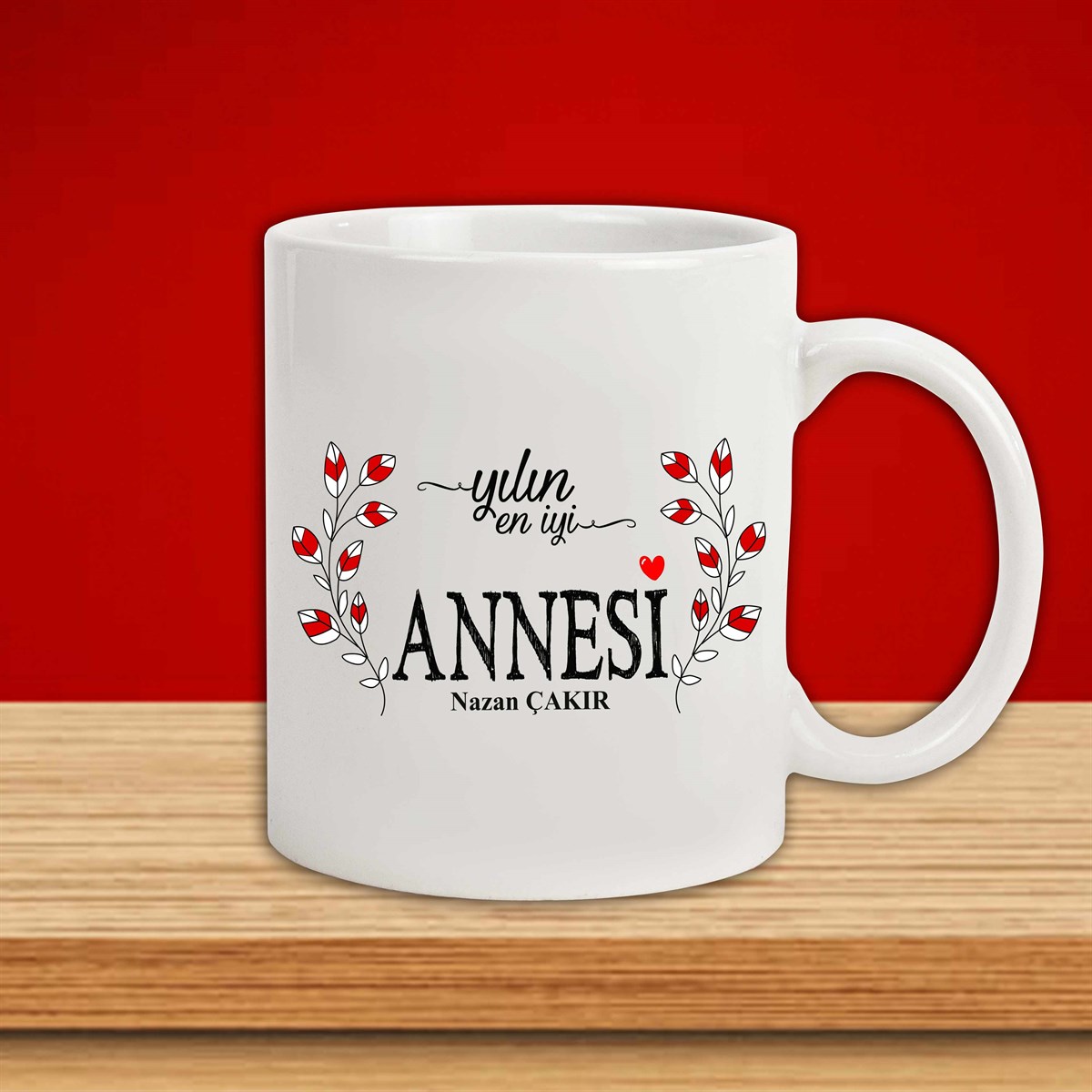 İsme Özel Defter Kalem Ayna Ve Kupa Bardak Seti - Yılın En İyi Annesi