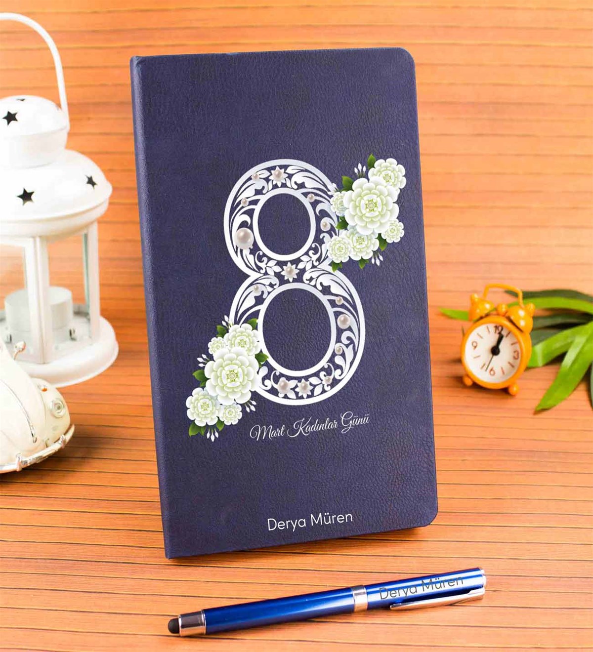 İsme Özel Defter Kalem Seti - 8 Mart İnci Temalı