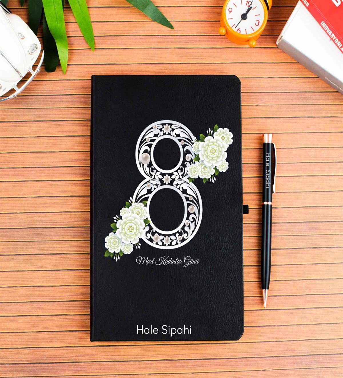 İsme Özel Defter Kalem Seti - 8 Mart İnci Temalı