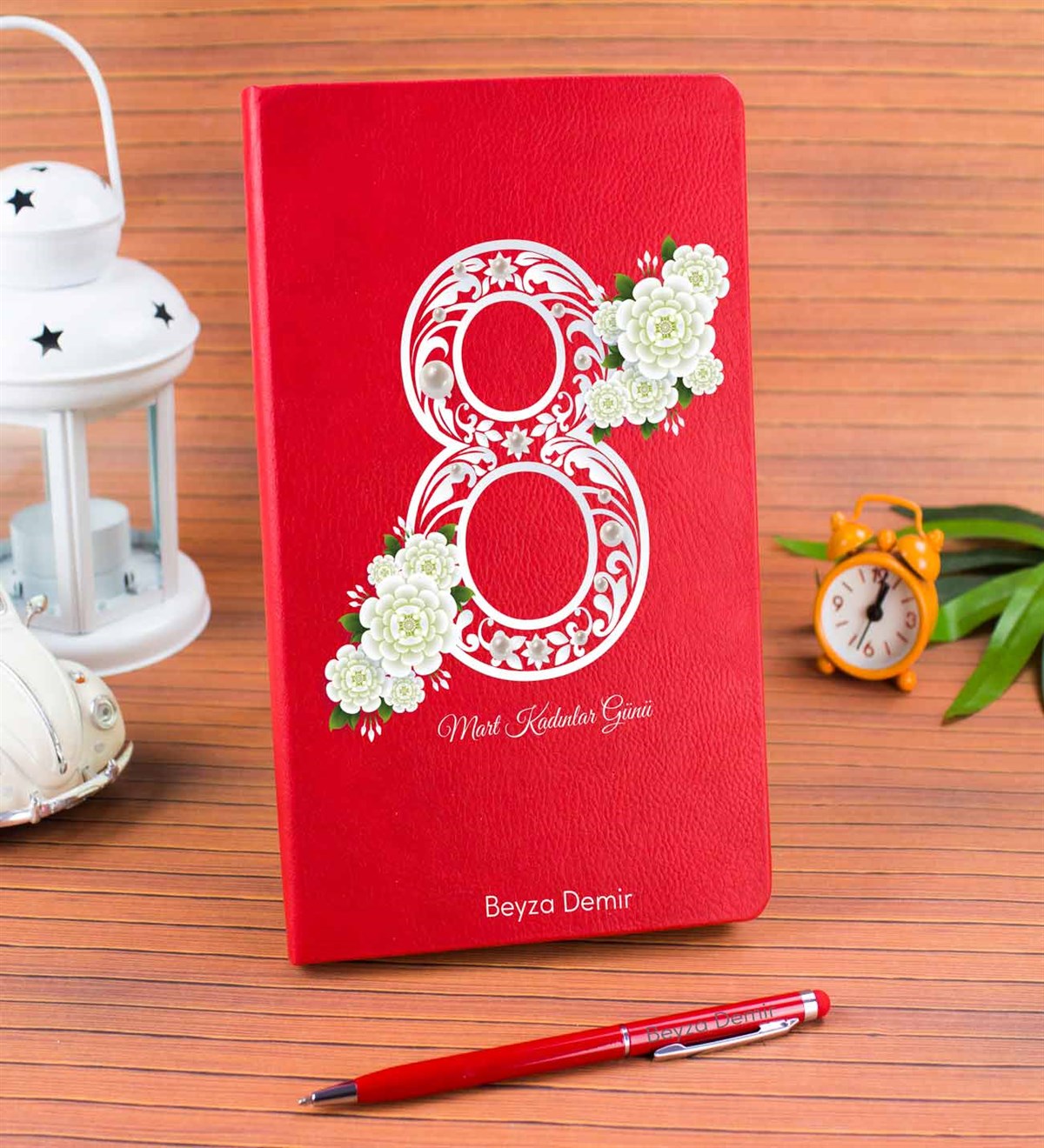 İsme Özel Defter Kalem Seti - 8 Mart İnci Temalı