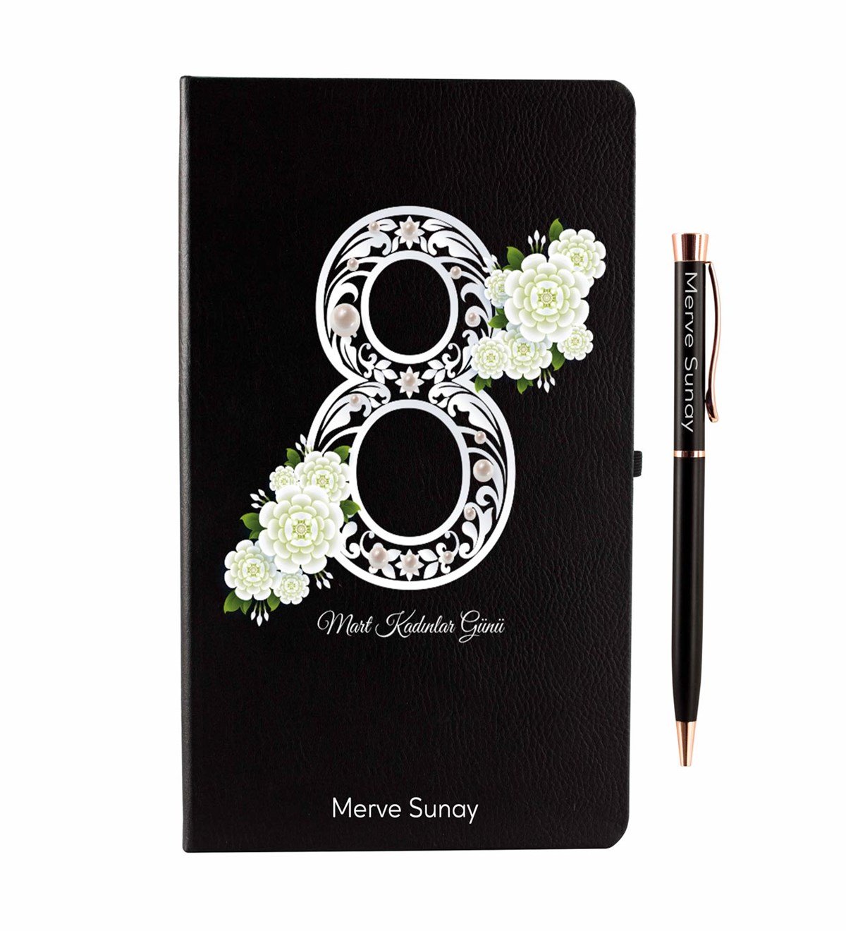 İsme Özel Defter Kalem Seti - 8 Mart İnci Temalı