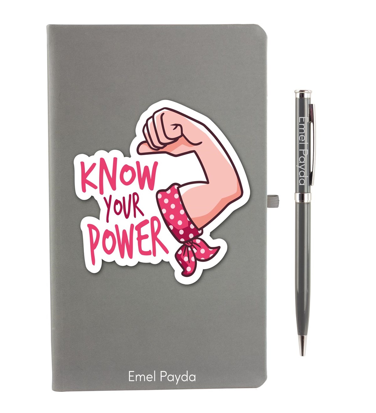 İsme Özel Defter Kalem Seti - Know Your Power Temalı