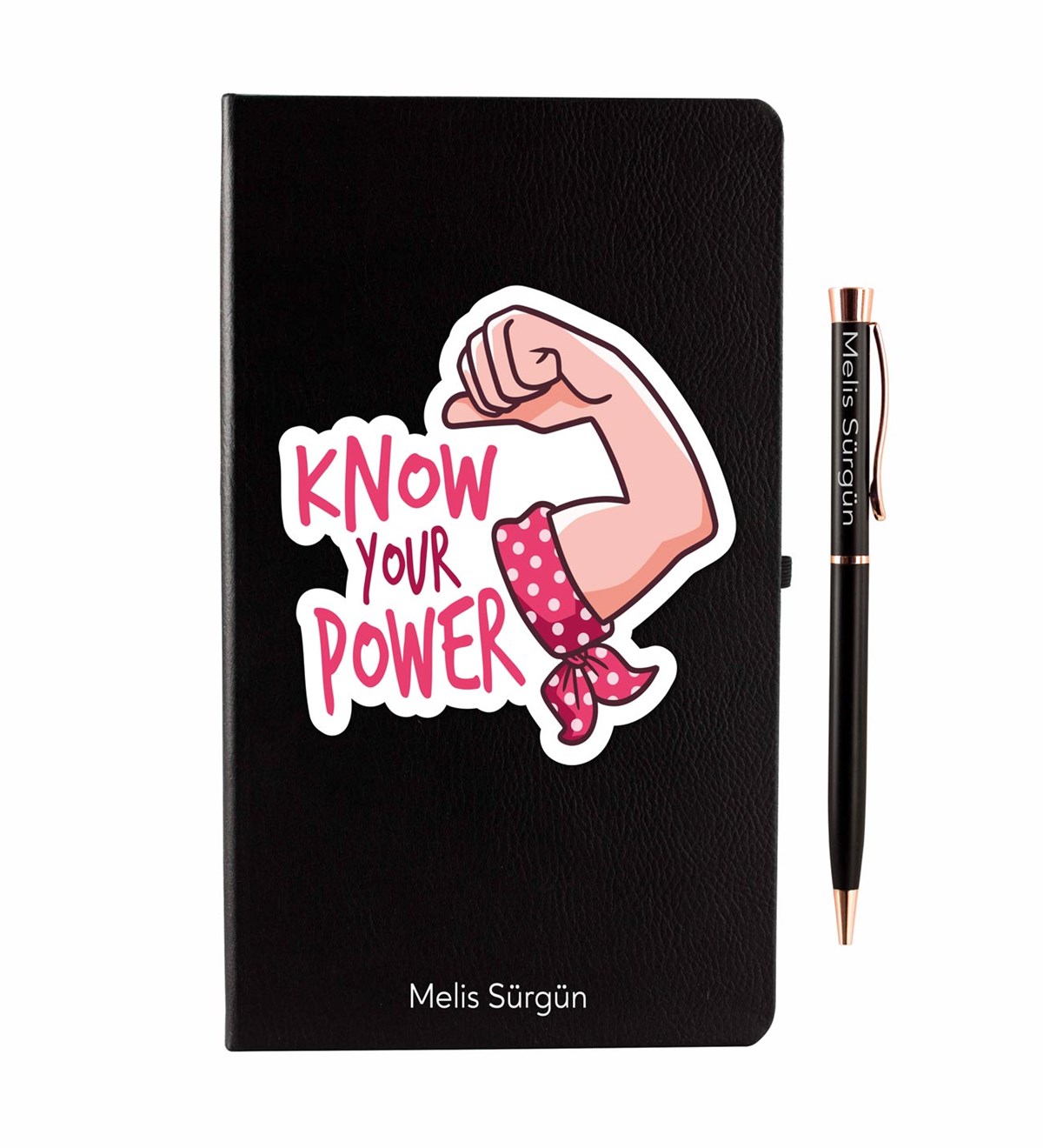 İsme Özel Defter Kalem Seti - Know Your Power Temalı