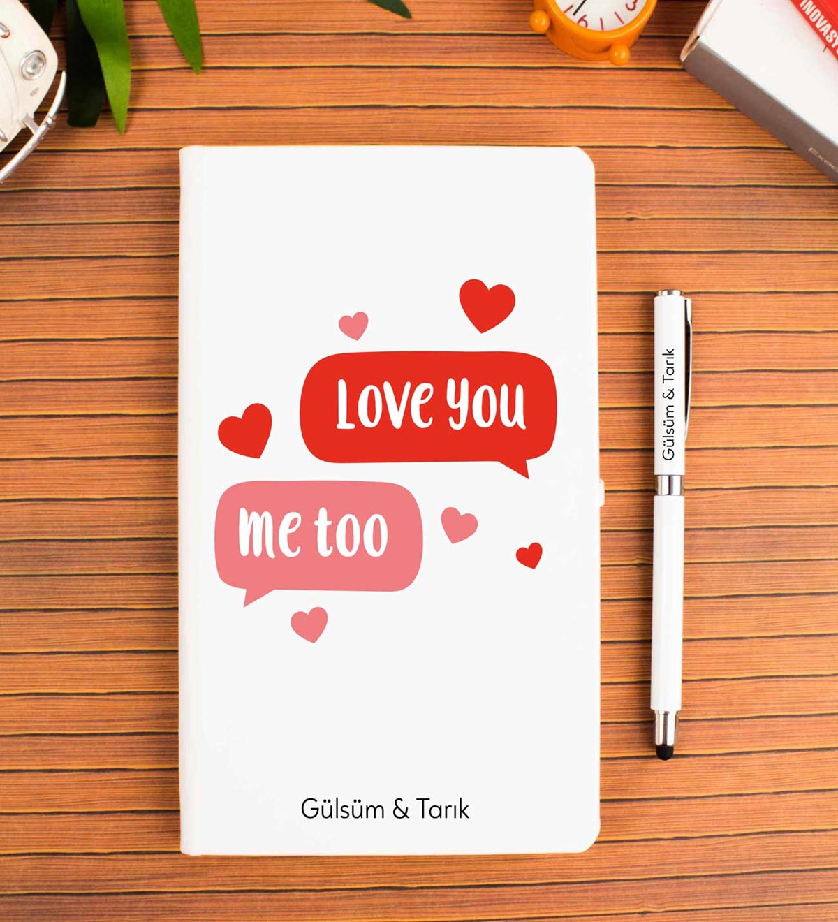 İsme Özel Defter Kalem Seti Beyaz - Me Too Temalı