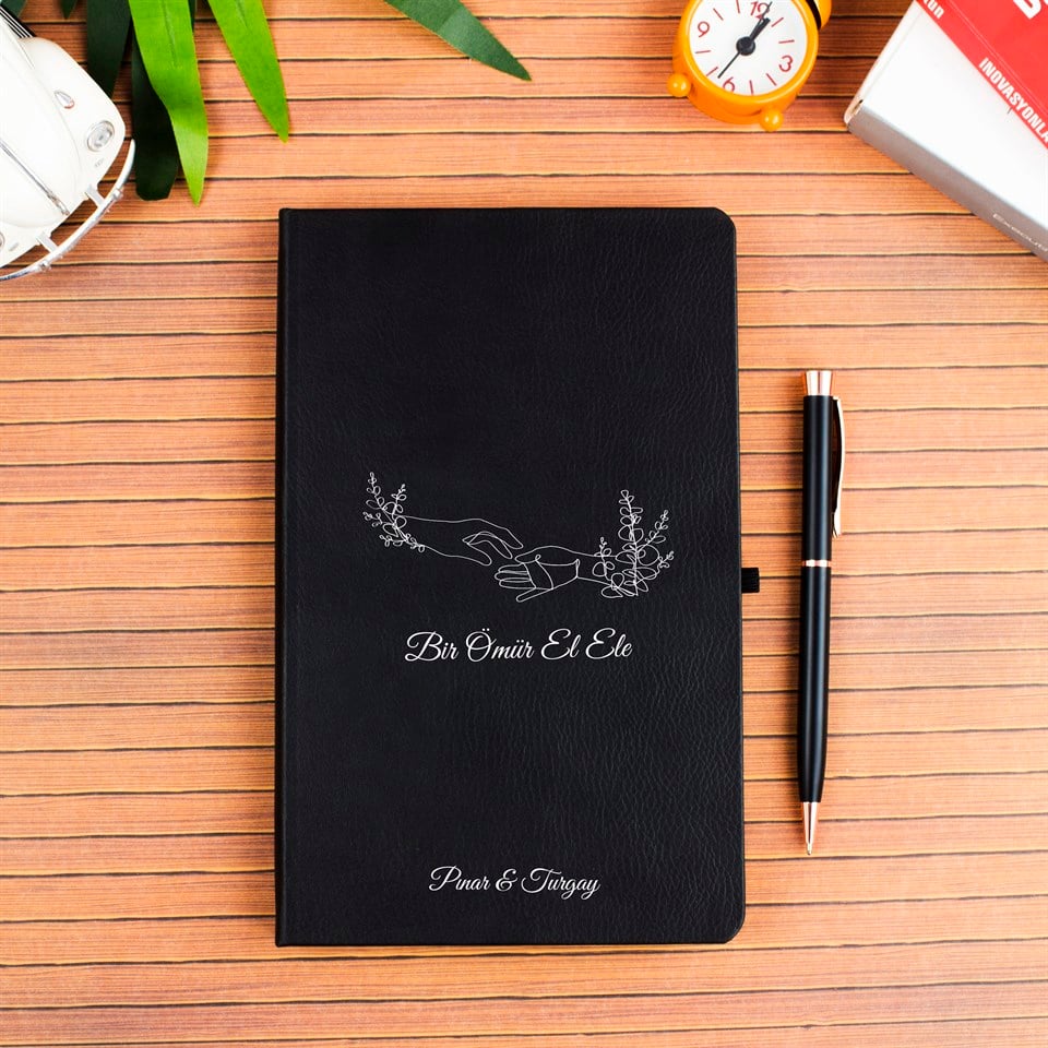 İsme Özel Defter Kalem Seti Hediye Kutusu - Bir Ömür El Ele
