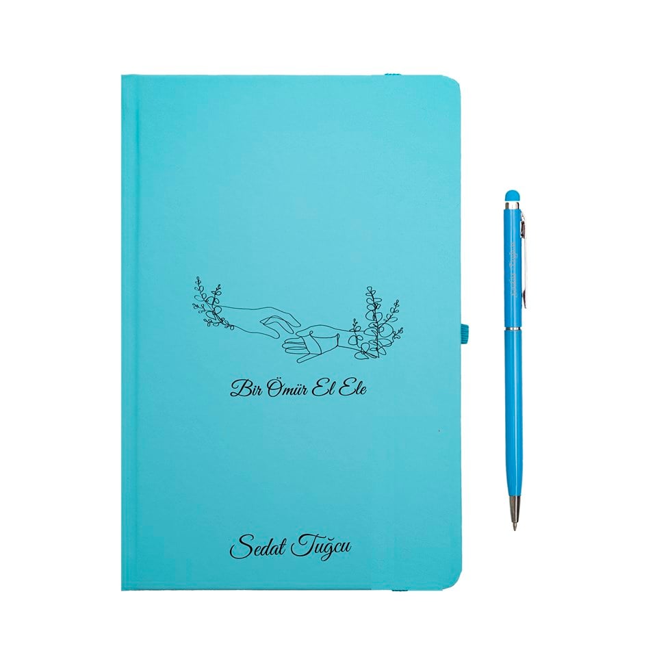 İsme Özel Defter Kalem Seti Hediye Kutusu - Bir Ömür El Ele