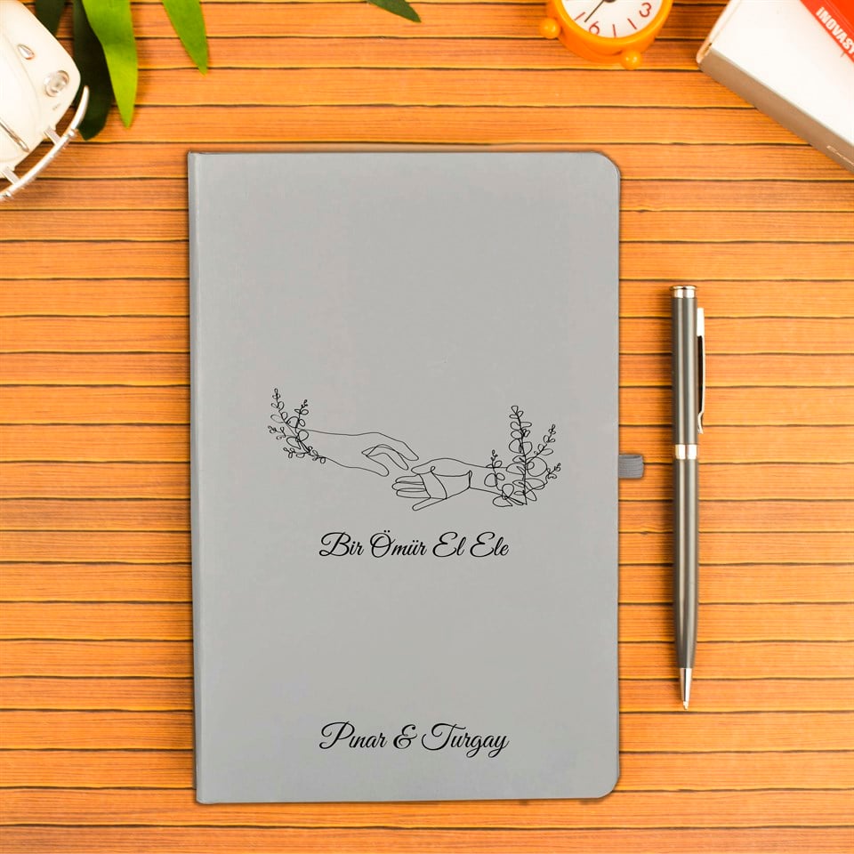 İsme Özel Defter Kalem Seti Hediye Kutusu - Bir Ömür El Ele