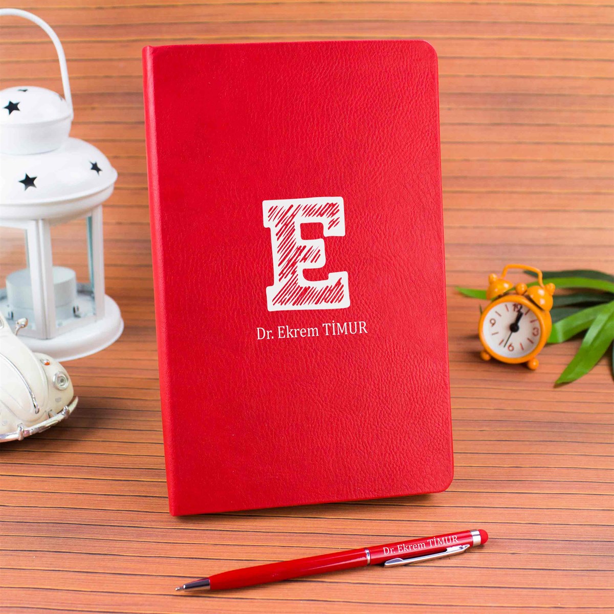 İsme Özel Defter Kalem Seti Kırmızı - Büyük Harf