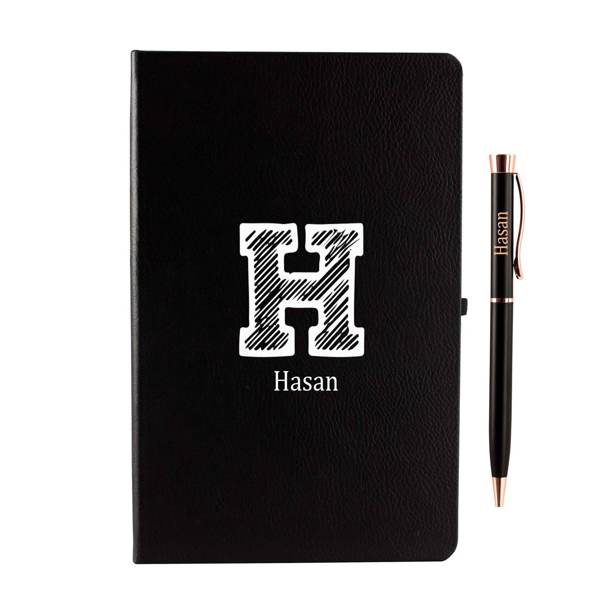 İsme Özel Defter Kalem Seti Siyah - Büyük Harf