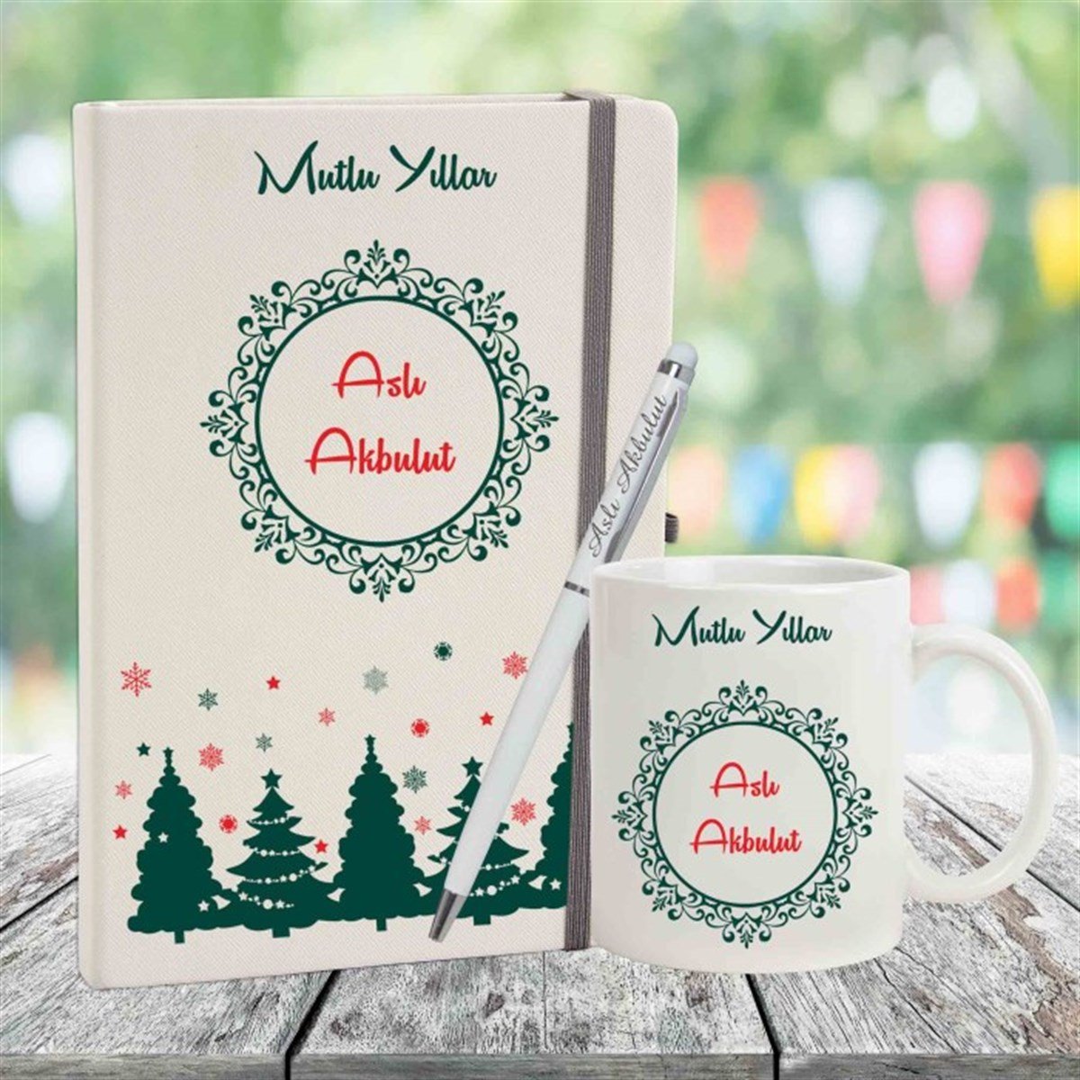 İsme Özel Defter Kalem ve Kupa Bardak Seti - Mutlu Yıllar M2