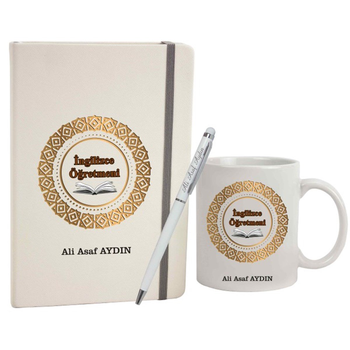 İsme Özel Defter Kalem ve Kupa Bardak Seti - Öğretmen
