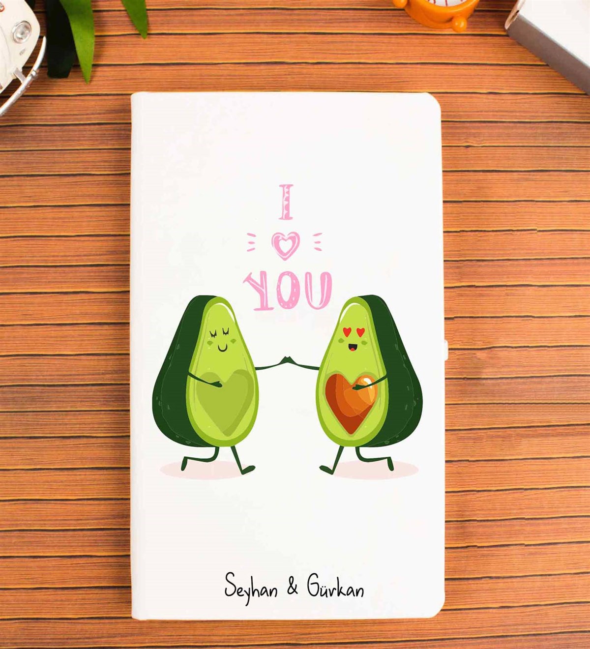 İsme Özel Defter Kupa Bardak Seti - I Love You Avakado 