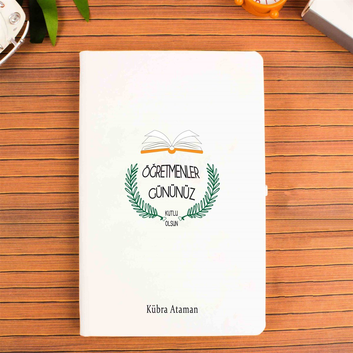 İsme Özel Defter Kupa Bardak Seti - Kitaplı Çiçekli