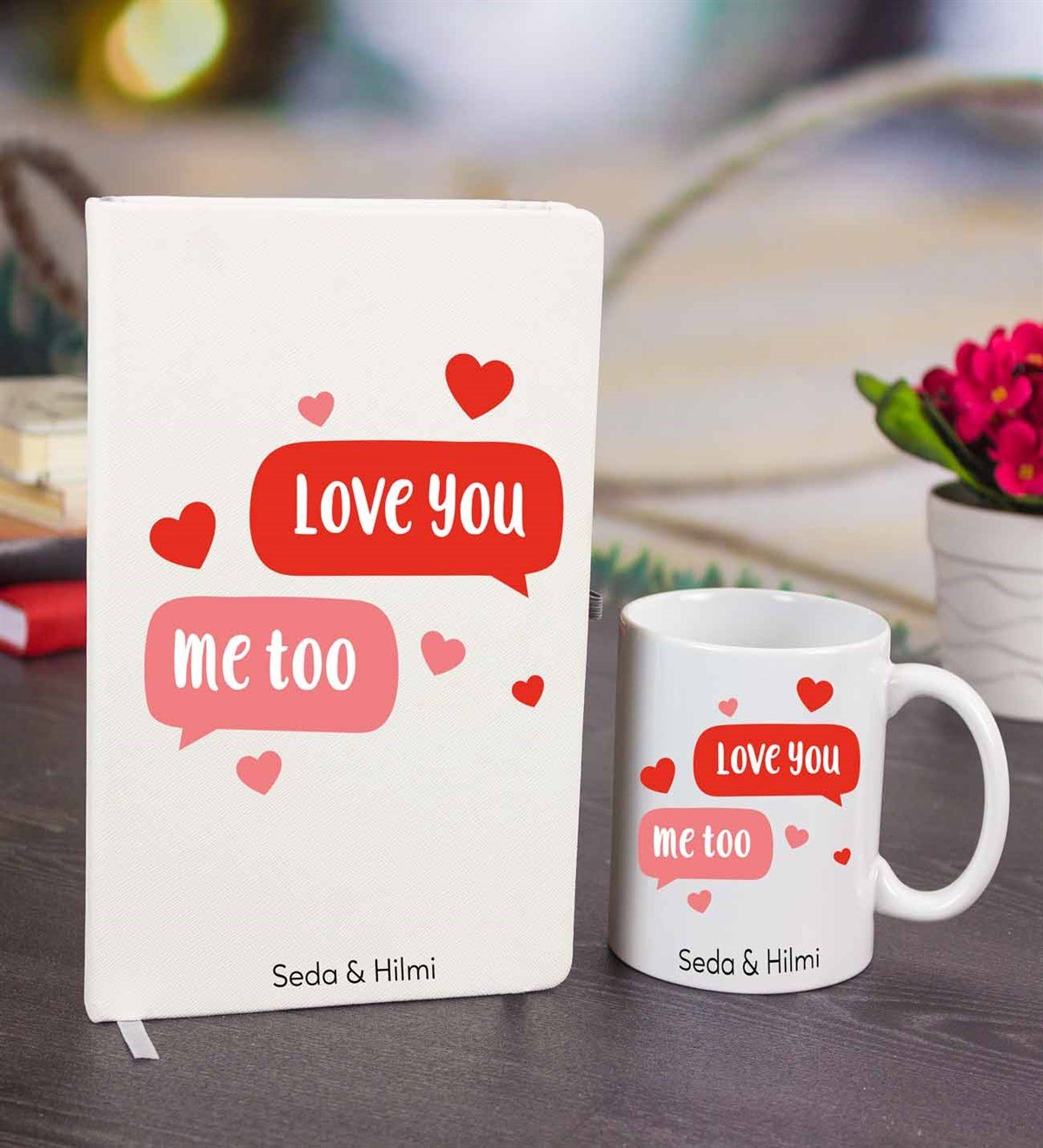 İsme Özel Defter Kupa Bardak Seti - Me Too Temalı