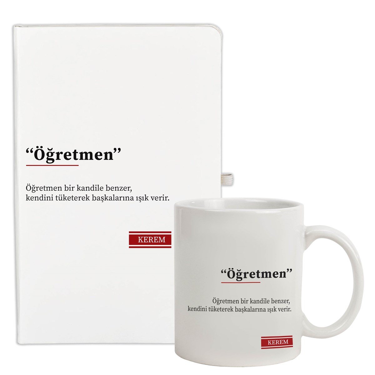 İsme Özel Defter Kupa Bardak Seti-Öğretmen Tanımı