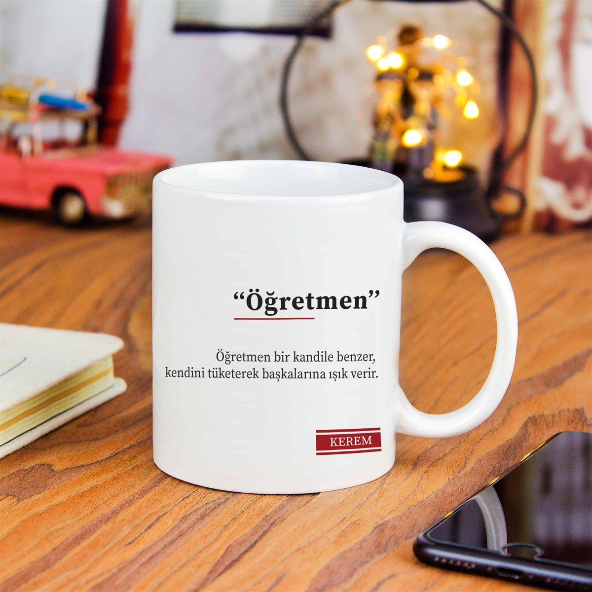 İsme Özel Defter Kupa Bardak Seti-Öğretmen Tanımı