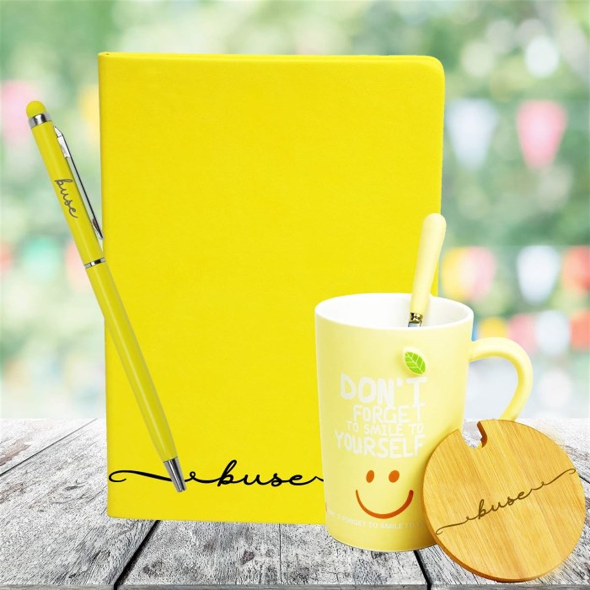 İsme Özel Defter Kupa Bardak ve Kalem Seti - El Yazısı İsimli