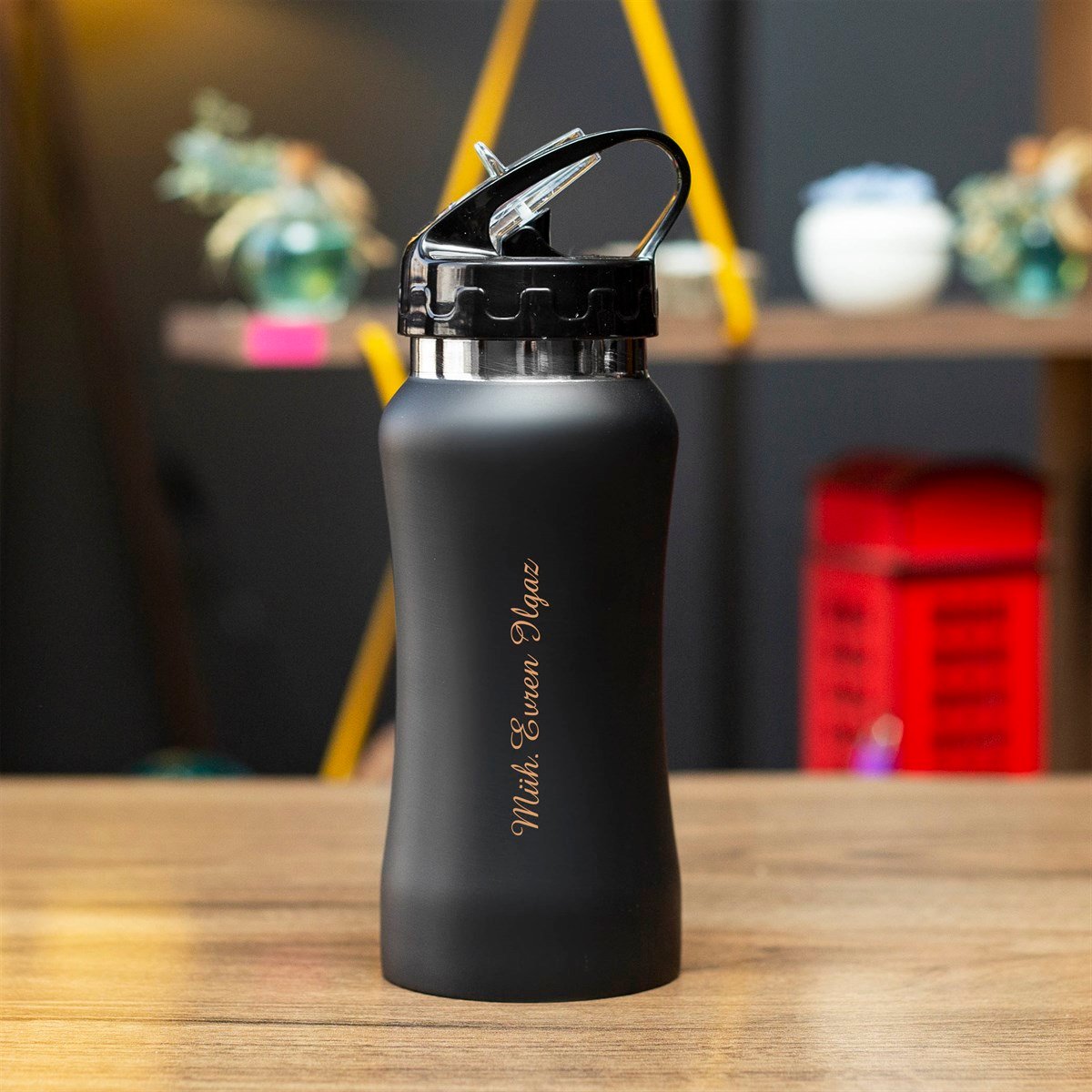 İsme Özel Defter Matara ve Kalem Lüx Hediye Seti 500 ml - Desen2