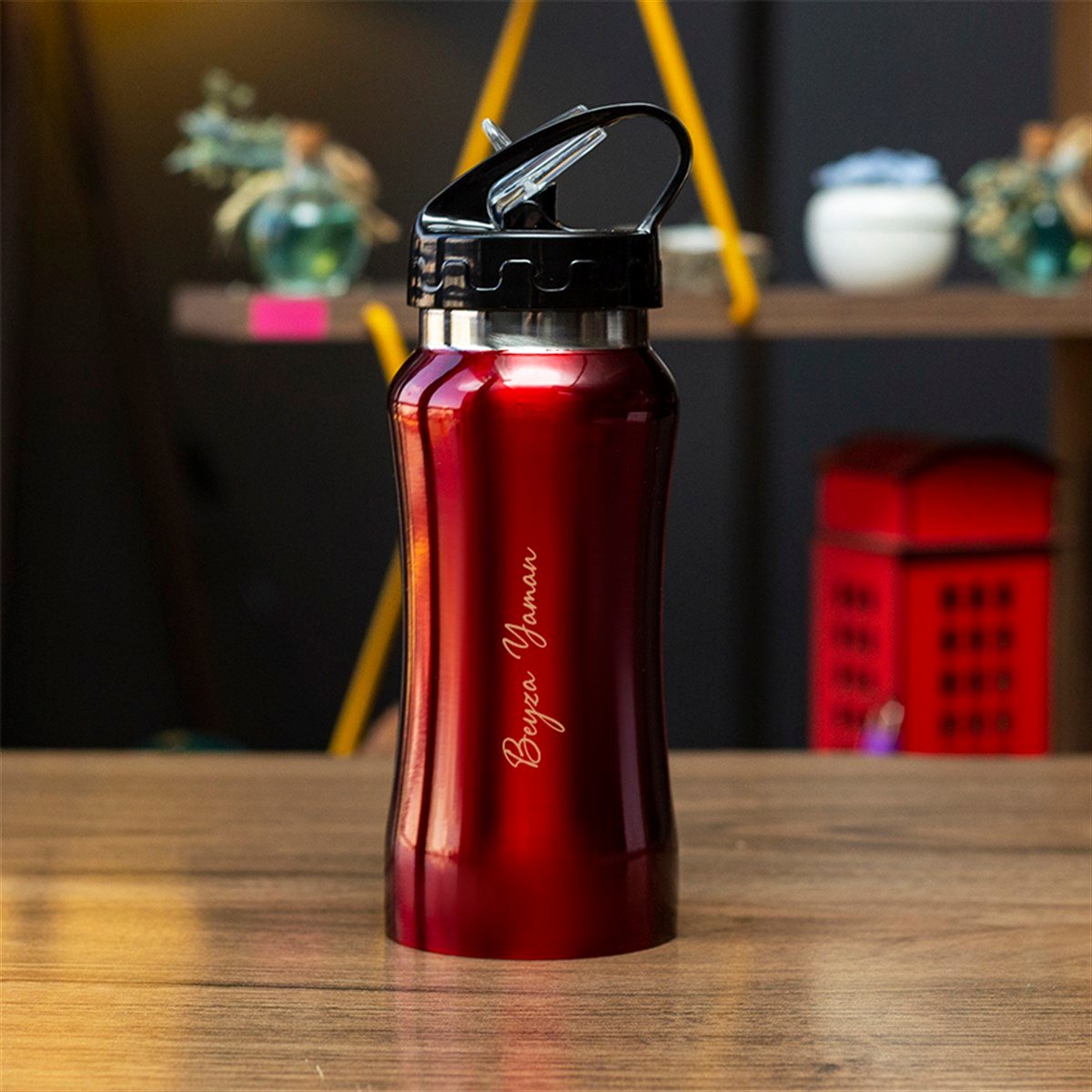 İsme Özel Defter Matara ve Kalem Lüx Hediye Seti 500 ml - Desen2