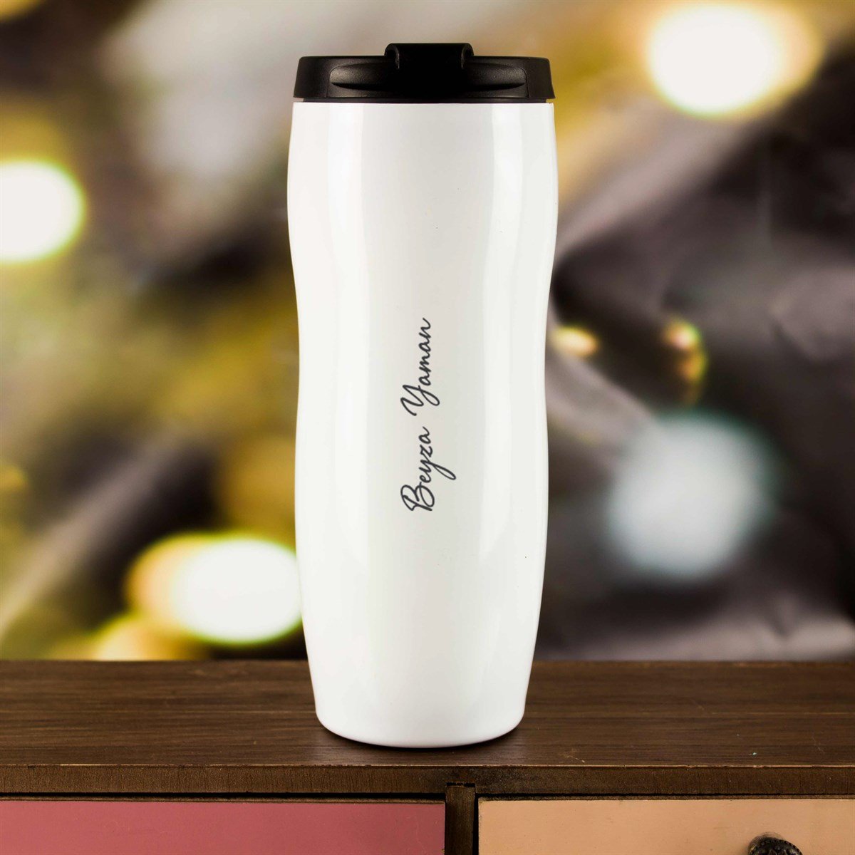 İsme Özel Defter Termos ve Kalem Elegance Hediye Seti 400 ml - Desen2