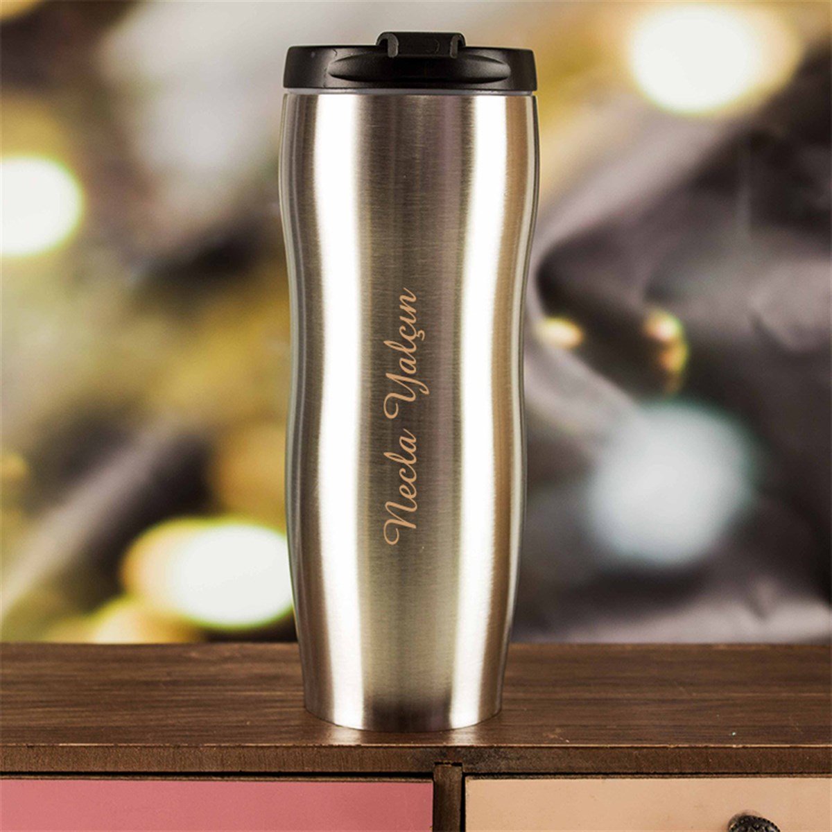 İsme Özel Defter Termos ve Kalem Elegance Hediye Seti 400 ml - Desen2