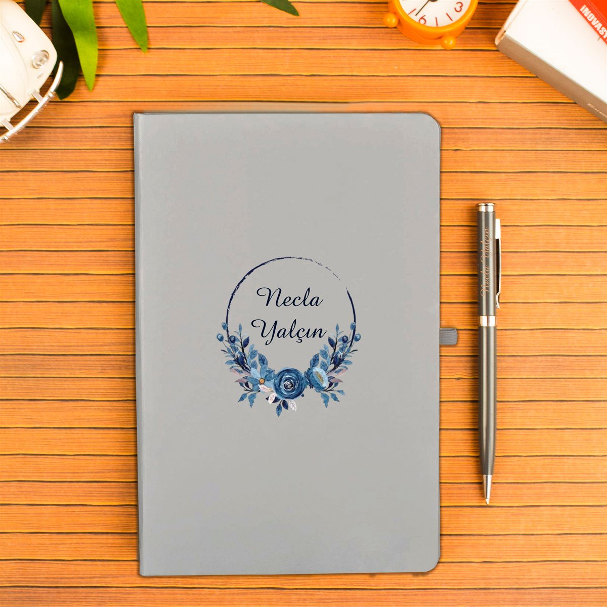 İsme Özel Defter Termos ve Kalem Elegance Hediye Seti 400 ml - Desen2