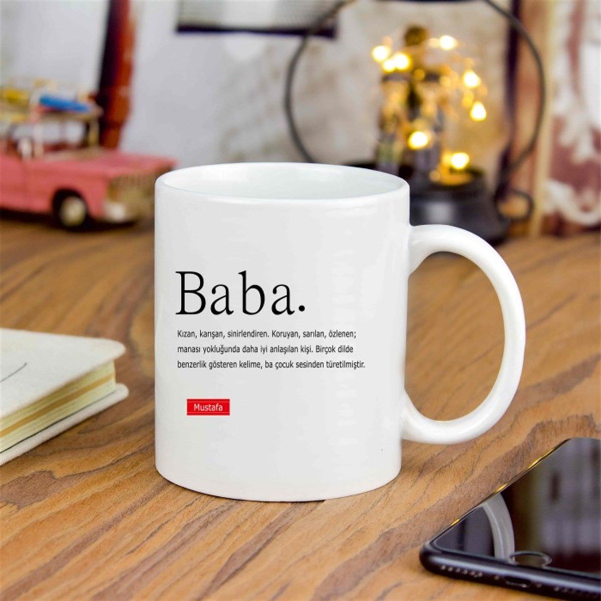İsme Özel Defter ve Kupa Bardak Seti - Baba